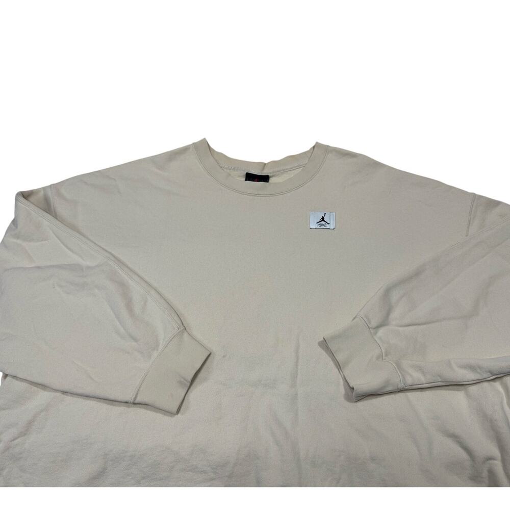 Air Jordan Flight Fleece Crew Oversize Fit Size 2XL Beige Pullover